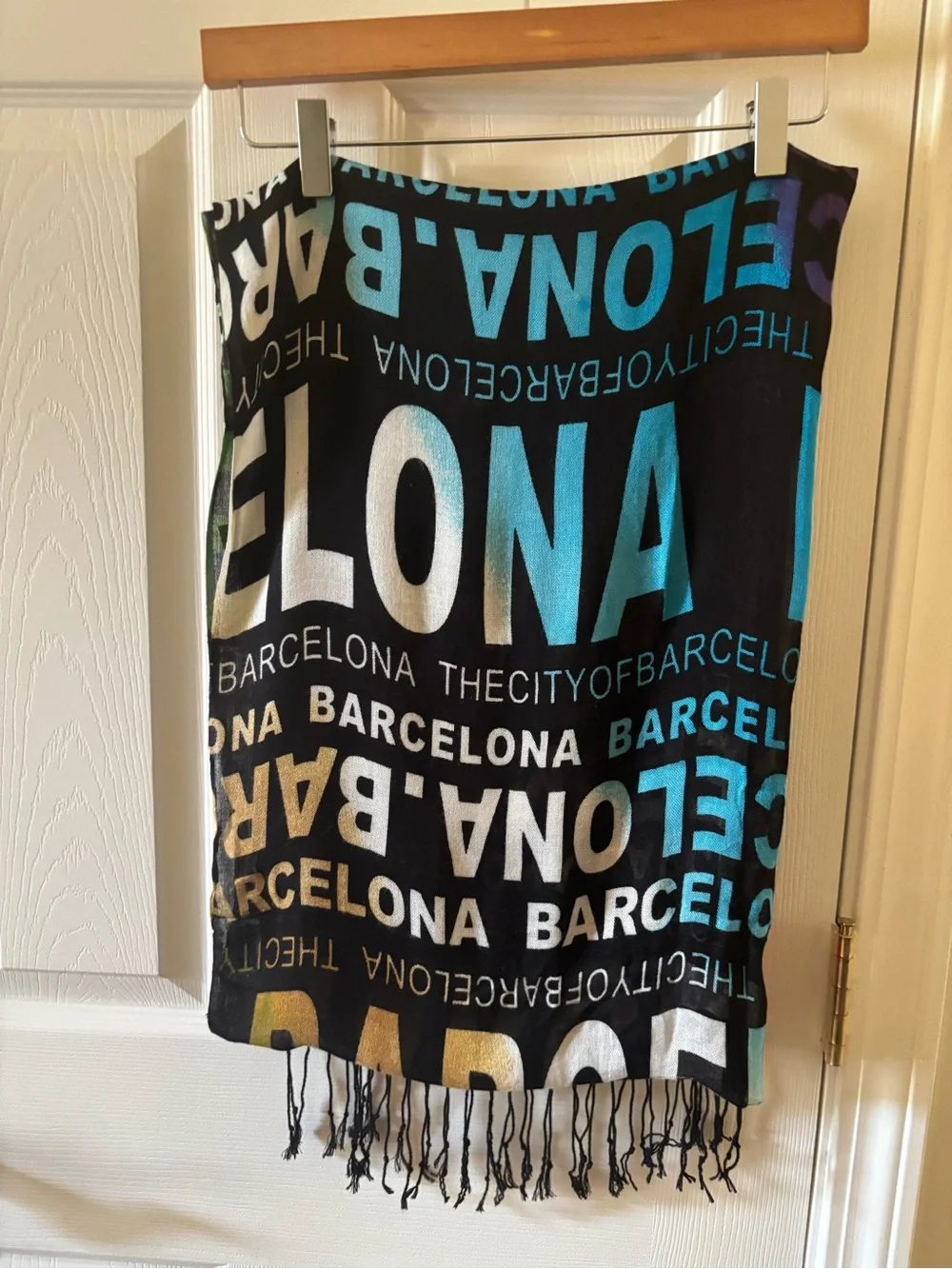 Black Multicolor Text-Print Fringe Skirt - Women's